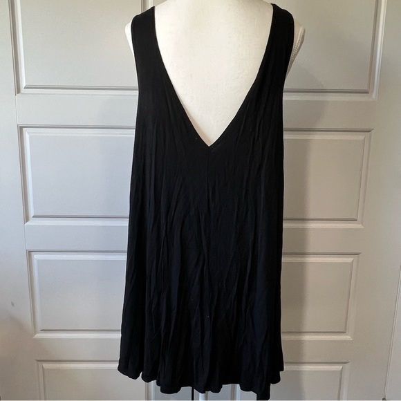 Black Fringe Dress Crochet Neckline Sleeveless Casual Summer Dress - Picture 4 of 6